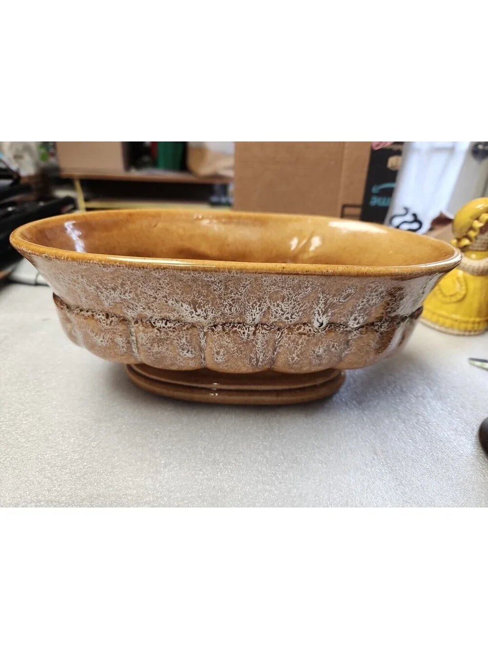 Vintage Rustic Haeger Footed Pottery Planterwith Earth Tones Made In The USA!